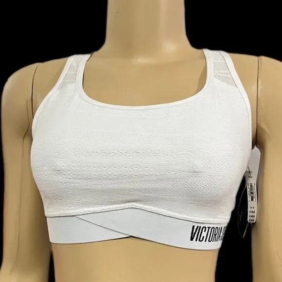 Victorias Secret The Player Unlined Racerback Sport Bra Medium Support bra white - Picture 3 of 7